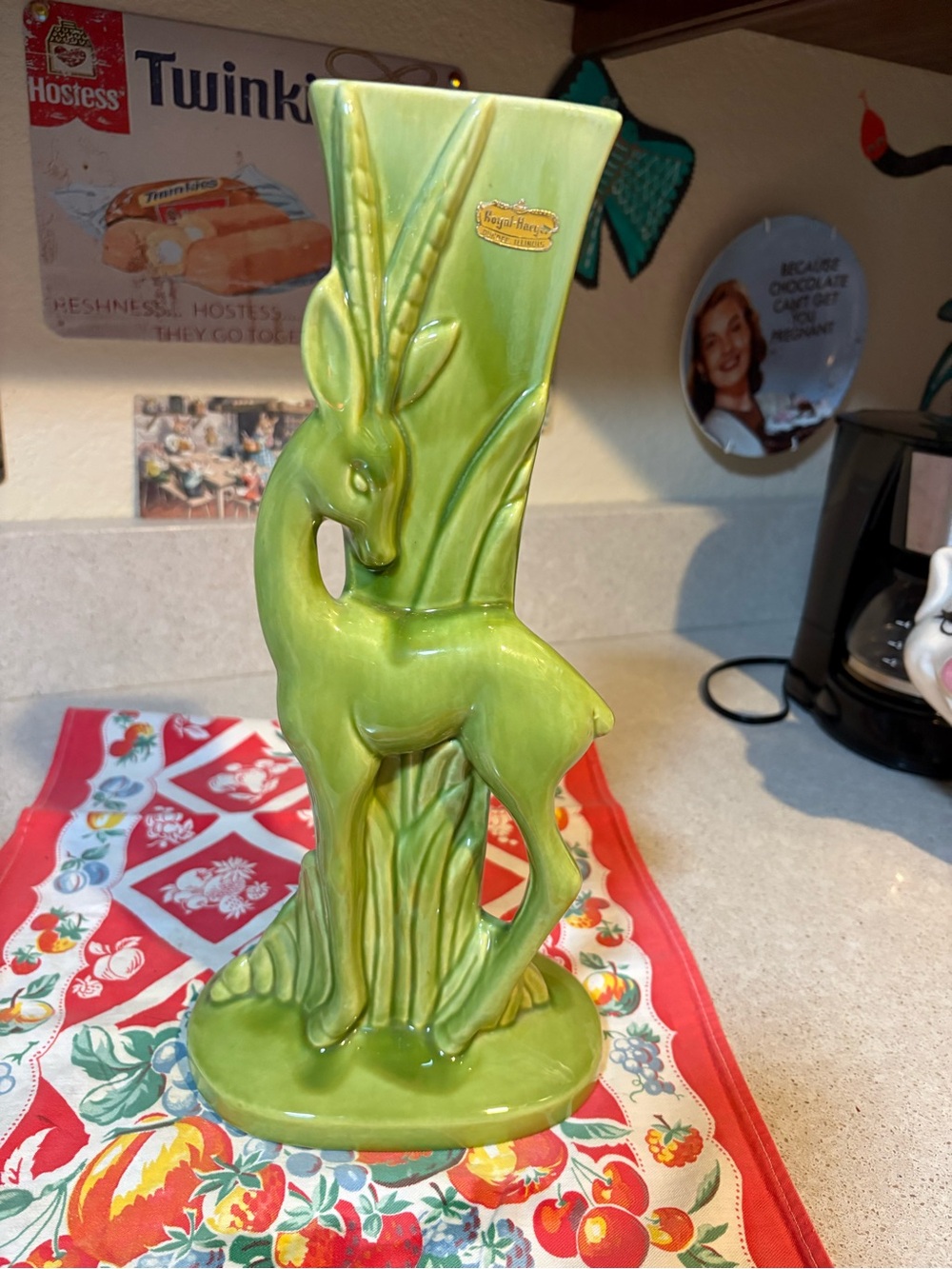 Royal Haeger Gazelle 15” Vase c.1950 MCM Ceramics Excellent
